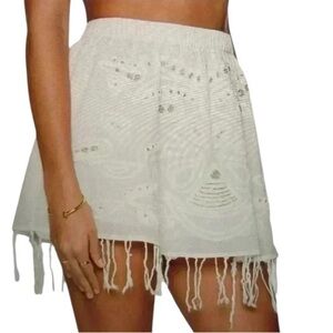 Raga Womens‎ White Mini Nomad embosed appliqué miniskirt small NEW